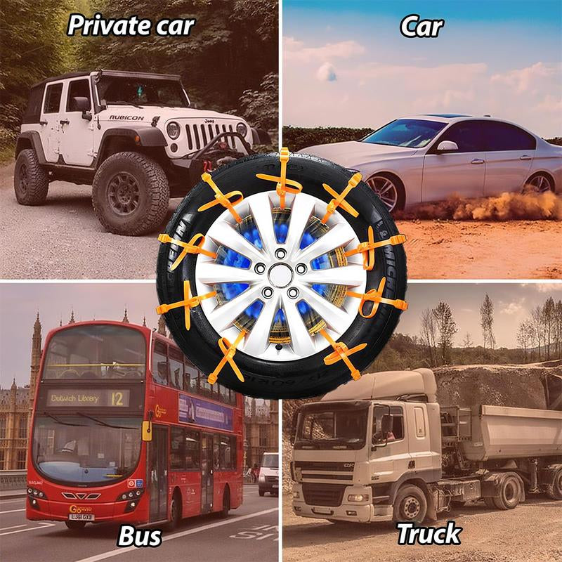 Universal Anti-Skid Snow Tire Chains, Emergency Traction Cables for Cars Suvs Trucks, Reusable Winter Safety Chains for Snow Ice Mud, 145-295Mm Tires (10)