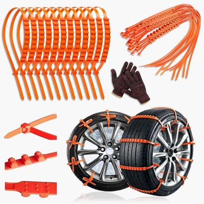 Universal Anti-Skid Snow Tire Chains, Emergency Traction Cables for Cars Suvs Trucks, Reusable Winter Safety Chains for Snow Ice Mud, 145-295Mm Tires (10)